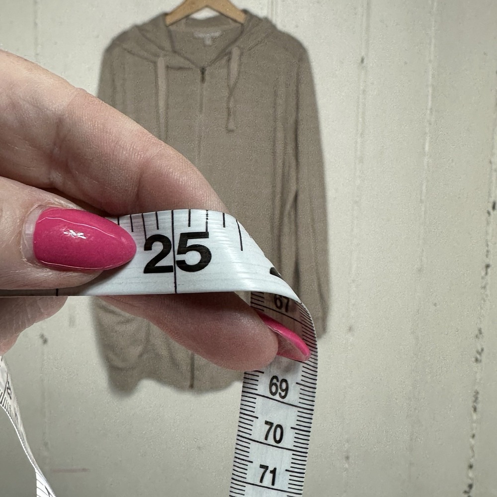 Woman Within Womens 14/16 Hooded Full Zip Jacket Oatmeal Tan‎ Neutral Comfy - Picture 6 of 7